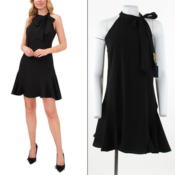 CeCe Dresses & Skirts - CeCe Tie Neck Sleeveless Dress in Rich Black